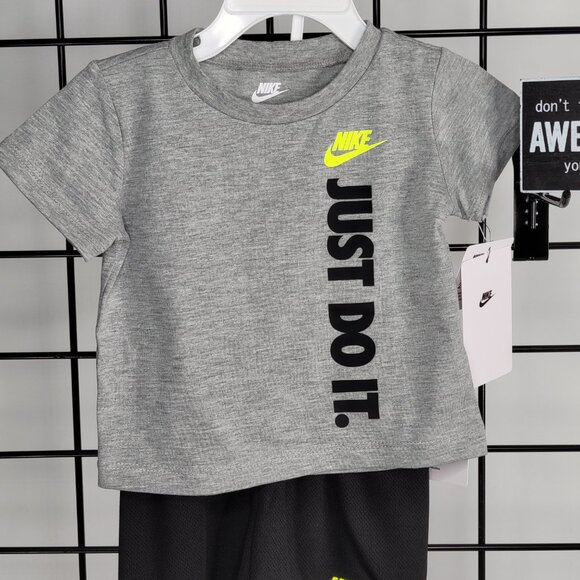 Nike Baby Just Do It 2-Piece Set - Gray & Black with Neon Accents - Sporty - Picture 3 of 10